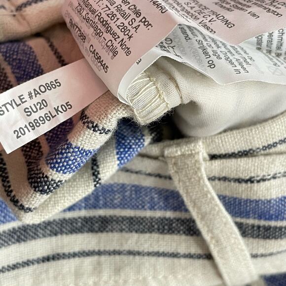 J Crew Cotton Linen Blue striped Tie front shorts Classic Coastal womens 4 new - Picture 10 of 10